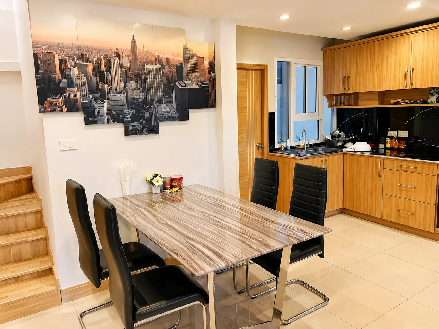 Dining table and full kitchen at After Party Villas, Suksabai Villa, South Pattaya