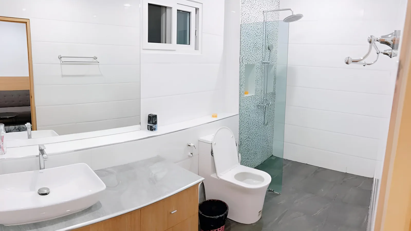 Master bathroom with bathtub