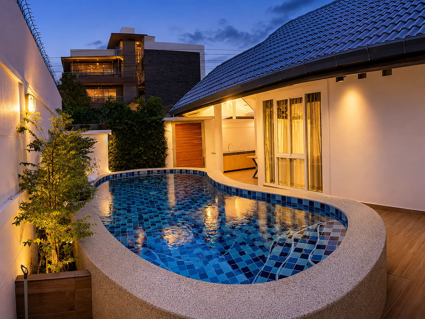 Private swimming pool and terrace at the villa