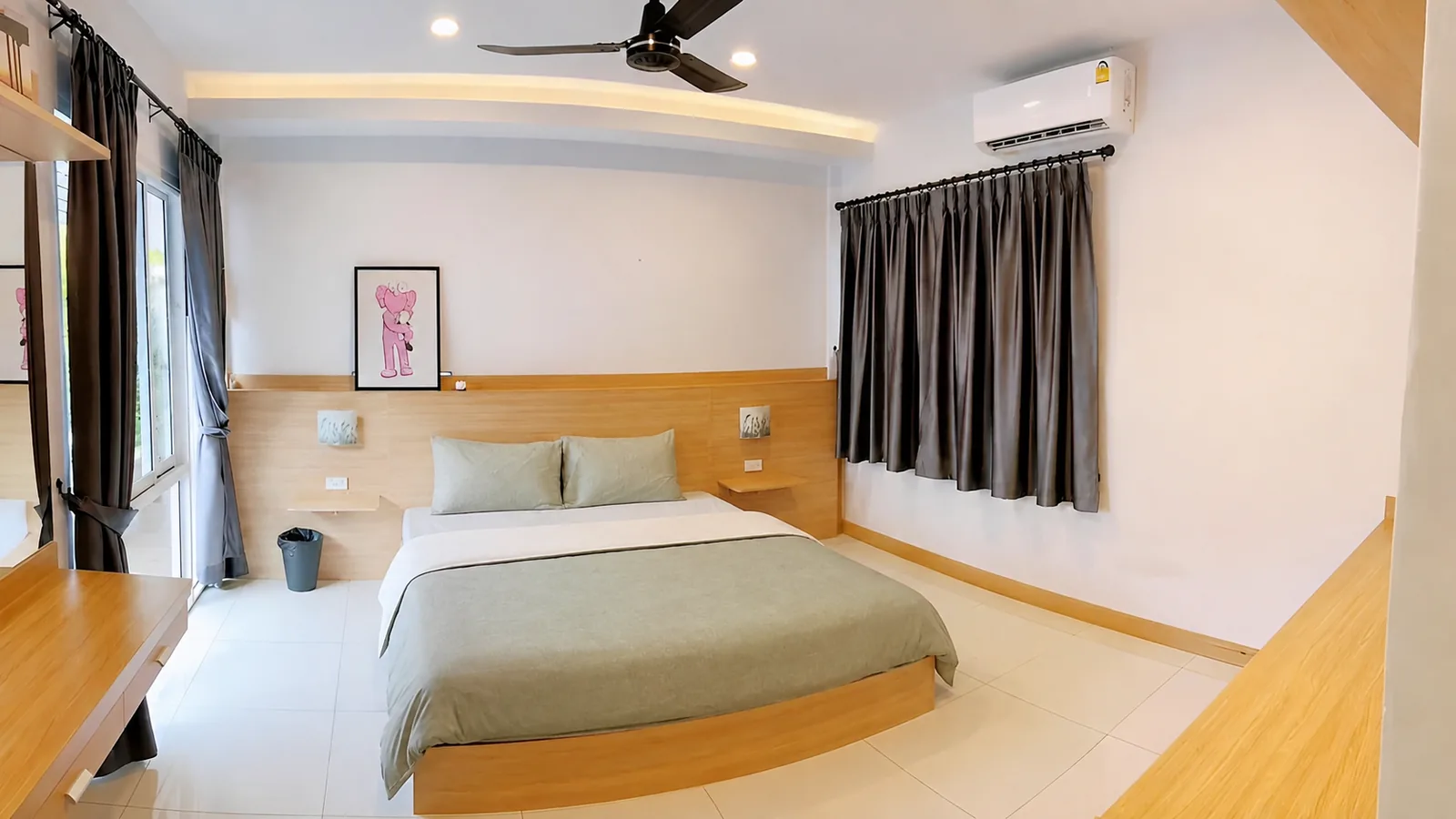 Bedroom with ceiling fan at After Party Villas, Sukh Sabai, Pattaya