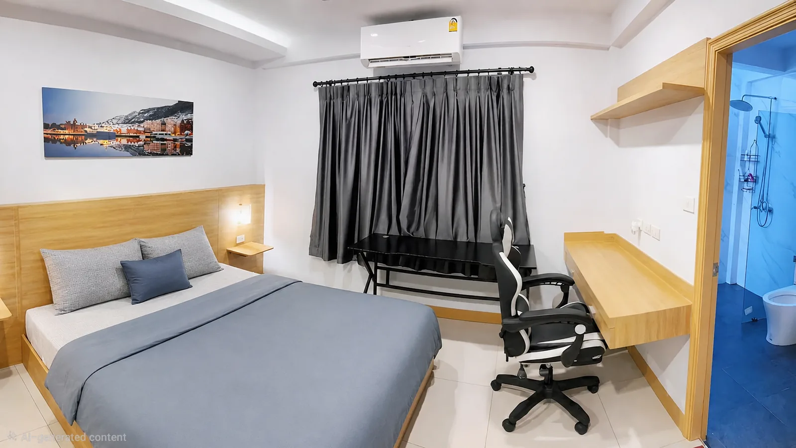 Bedroom with workspace at After Party Villas, Sukh Sabai, Pattaya