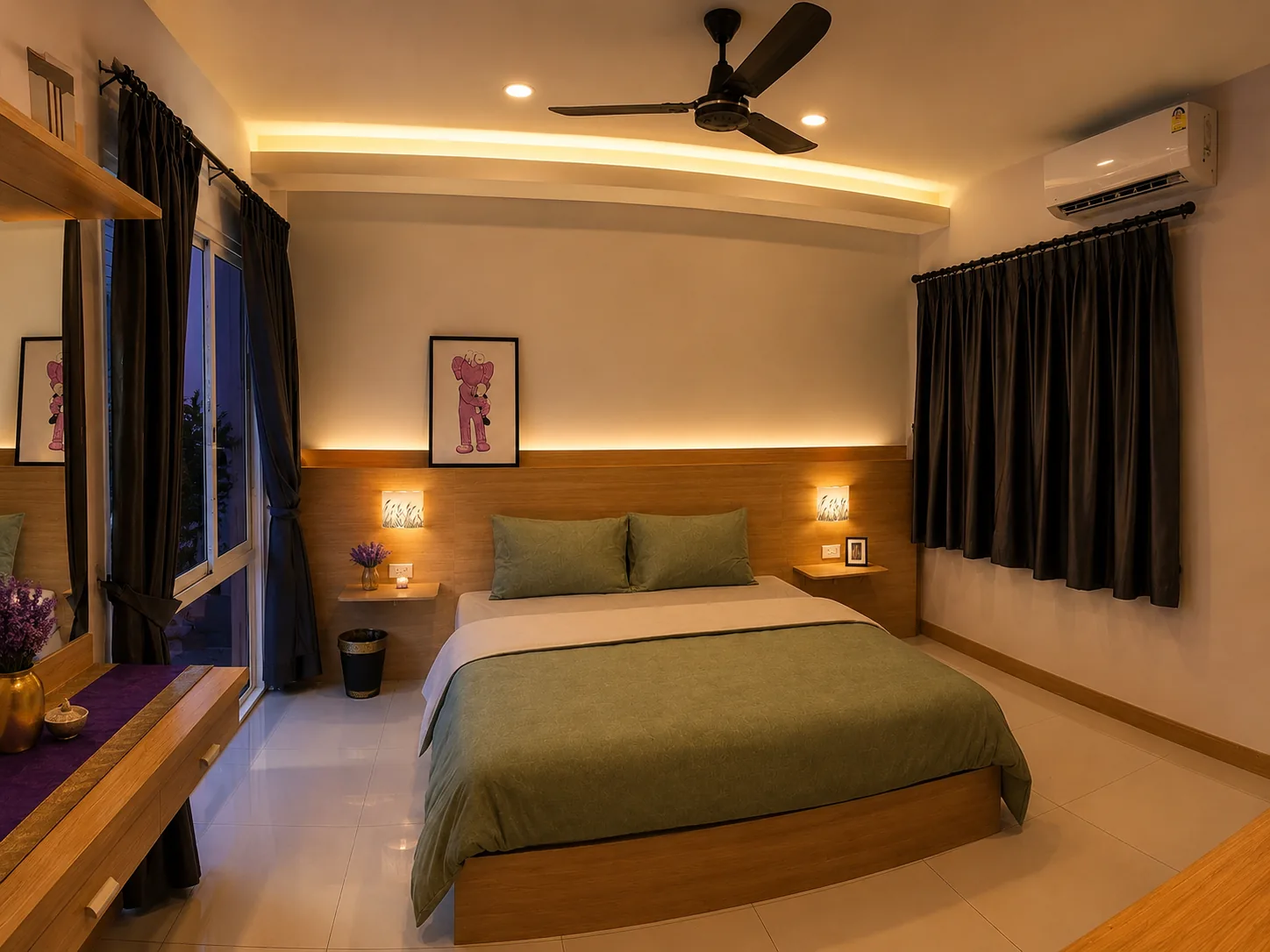 Master bedroom suite with a king bed