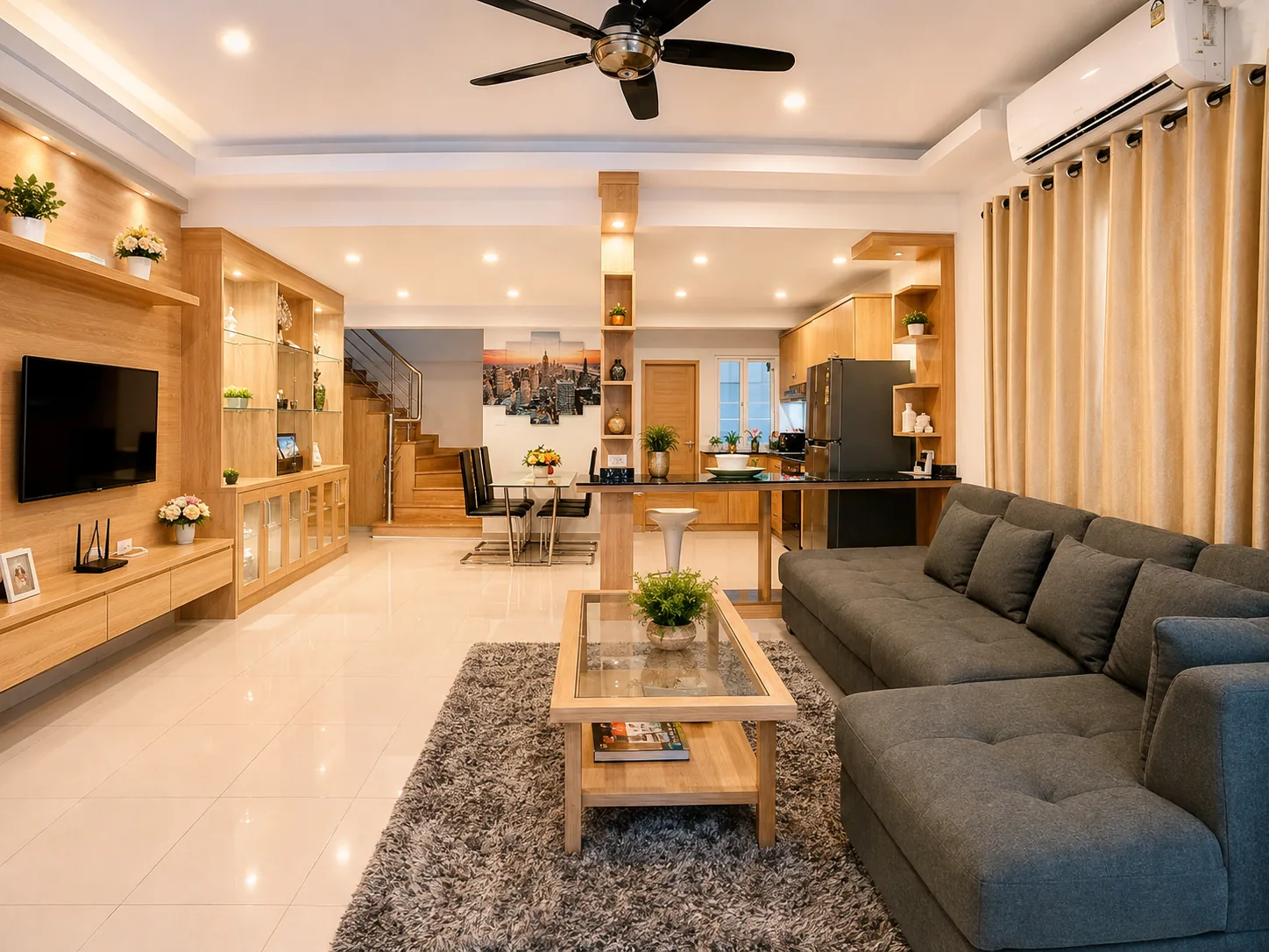 Living area with sectional sofa and TV at After Party Villas, Suksabai Villa, South Pattaya