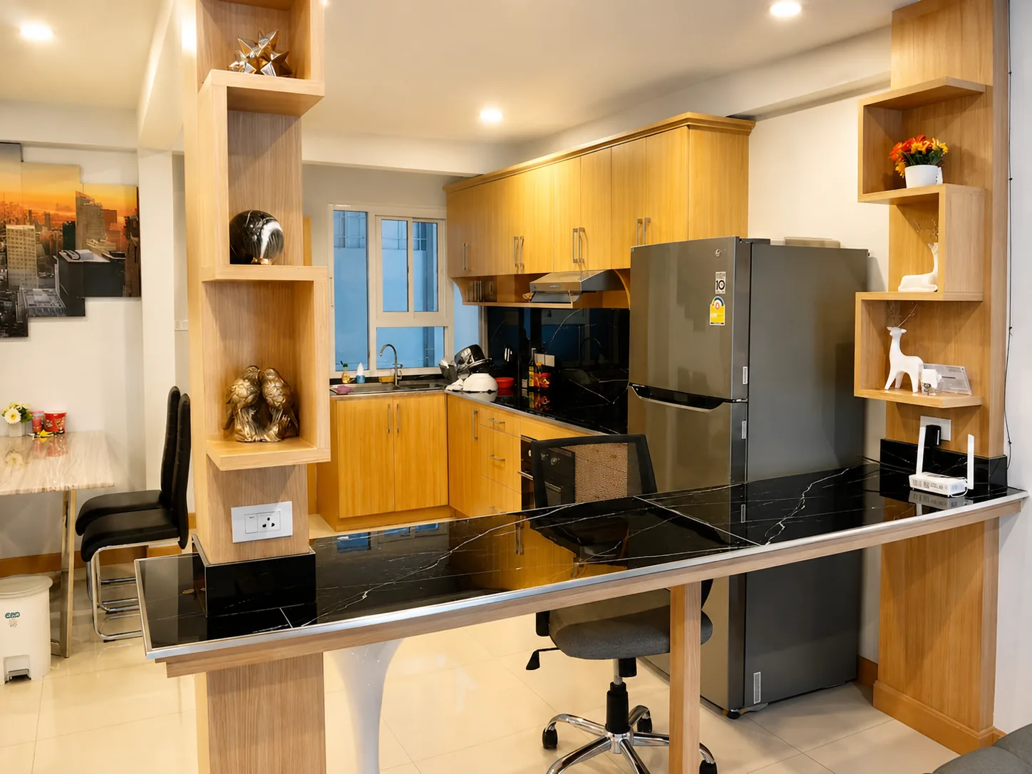 Kitchen with workspace and appliances at After Party Villas, Suksabai Villa, South Pattaya