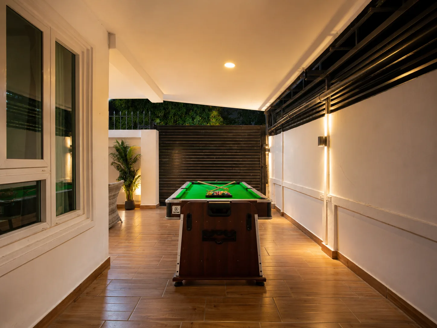 Pool table terrace, wider view at After Party Villas, Suksabai Villa, South Pattaya