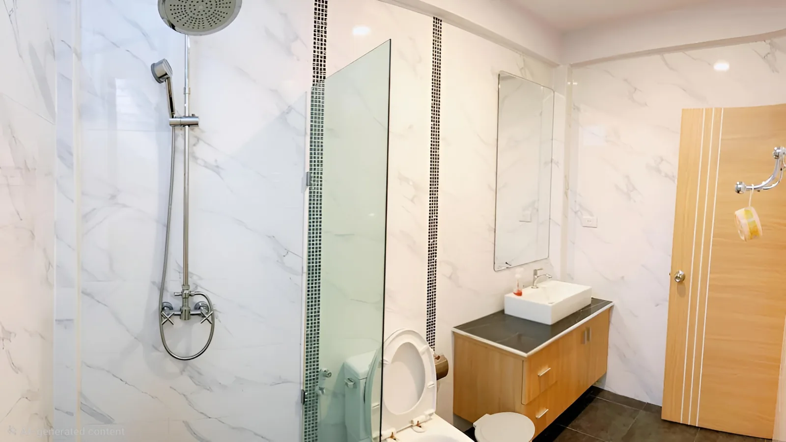 Bathroom, marble shower at After Party Villas, Sukh Sabai, Pattaya