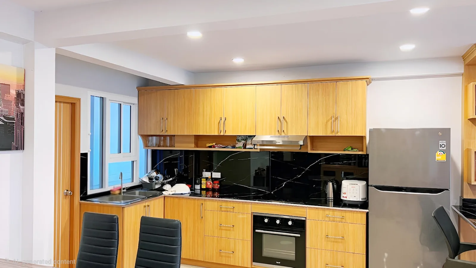 Kitchen and workspace area of the villa